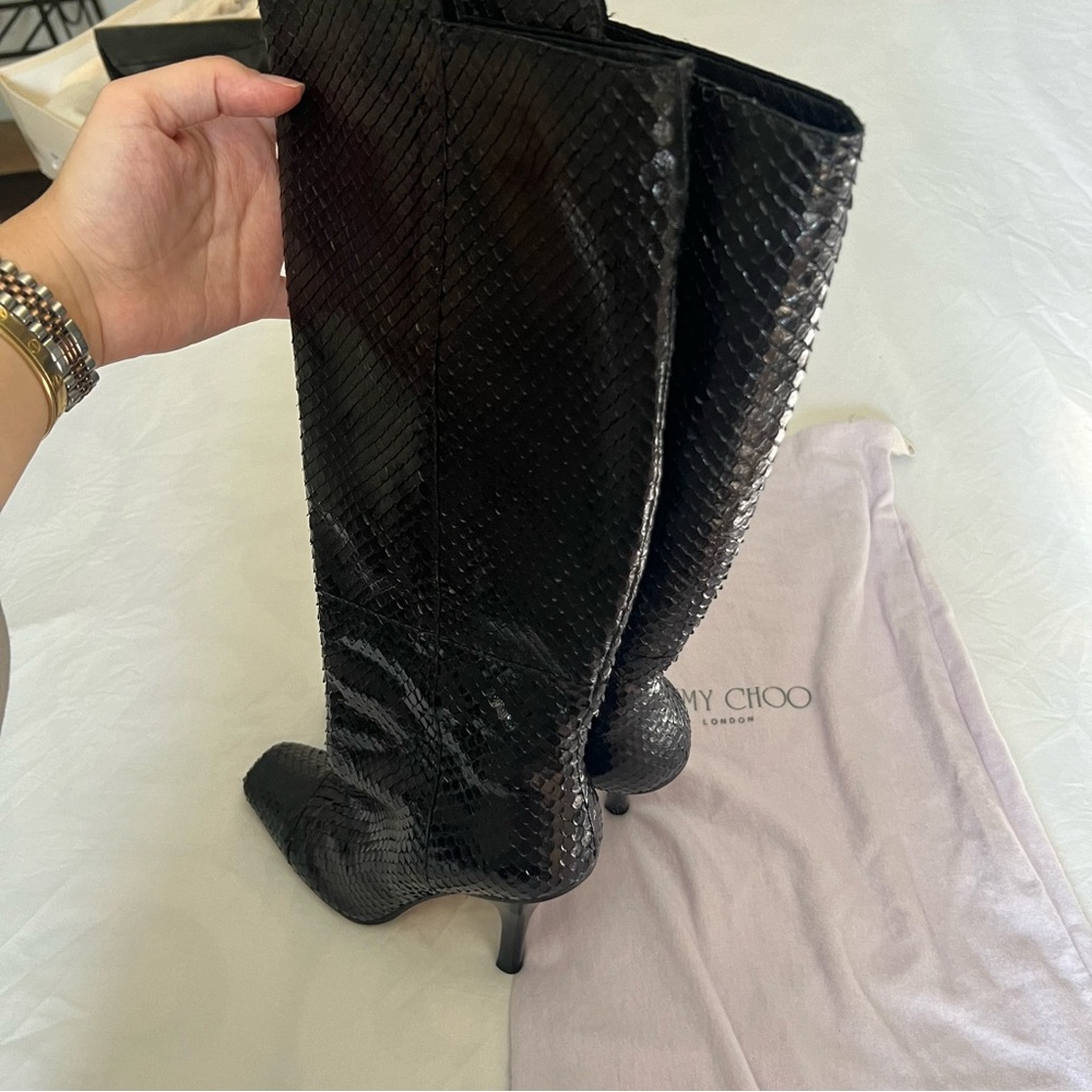 Jimmy Choo Python Knee-High Boots Black 37.5 - image 8